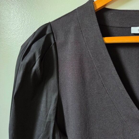 EUC LIKE NEW CHICO'S BLACK V NECK PUFFED LONG SLEEVES TOP SIZE 1 / US M WOMENS - Picture 6 of 16